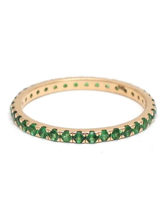 18K Gold Stretch Green Tsavorite Eternity Rings, 1-3.0  Green Tsavorite Diamond 14K (18K Custom) Band Ring